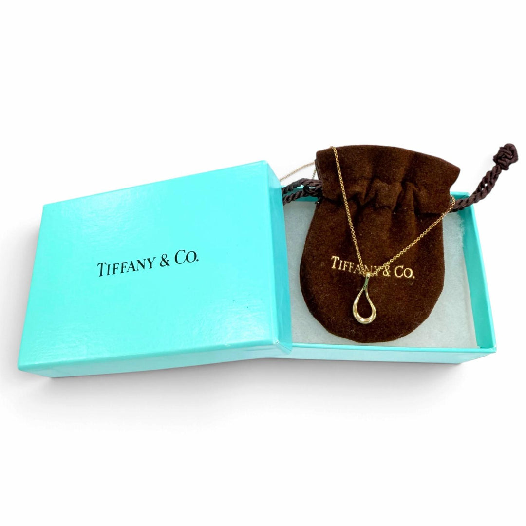 Excellent TIFFANY&Co. Necklace Open Teardrop Pendant Yellow Gold 750 Women