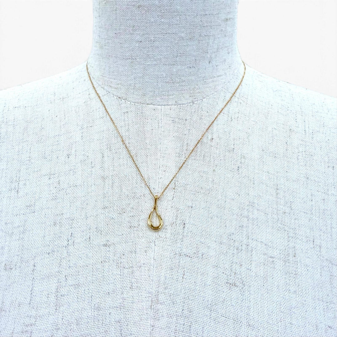 Excellent TIFFANY&Co. Necklace Open Teardrop Pendant Yellow Gold 750 Women