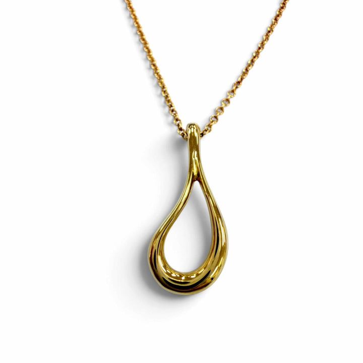 Excellent TIFFANY&Co. Necklace Open Teardrop Pendant Yellow Gold 750 Women