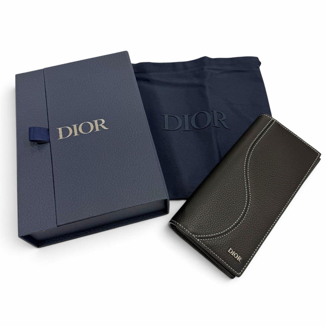 Excellent DIOR Purse Saddle black leather mens 2ADBC330YKK