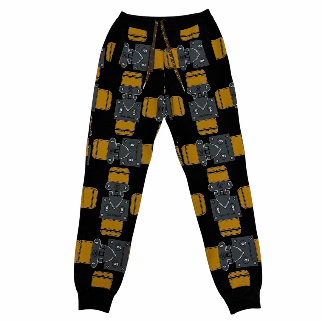 Great LOUIS VUITTON Jacquard Metal Motif Monogram Drawstring Knit Jogger Pants S