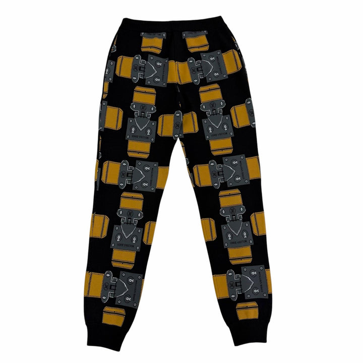 Great LOUIS VUITTON Jacquard Metal Motif Monogram Drawstring Knit Jogger Pants S
