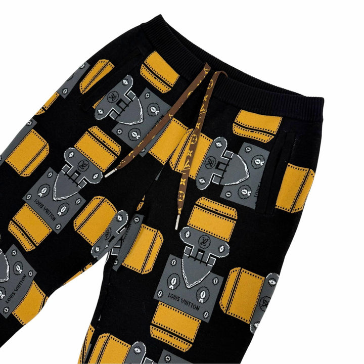 Great LOUIS VUITTON Jacquard Metal Motif Monogram Drawstring Knit Jogger Pants S