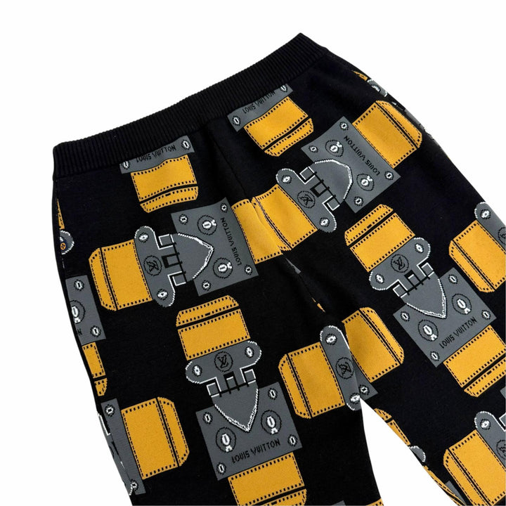 Great LOUIS VUITTON Jacquard Metal Motif Monogram Drawstring Knit Jogger Pants S