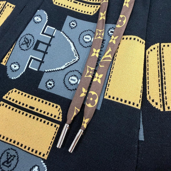 Great LOUIS VUITTON Jacquard Metal Motif Monogram Drawstring Knit Jogger Pants S