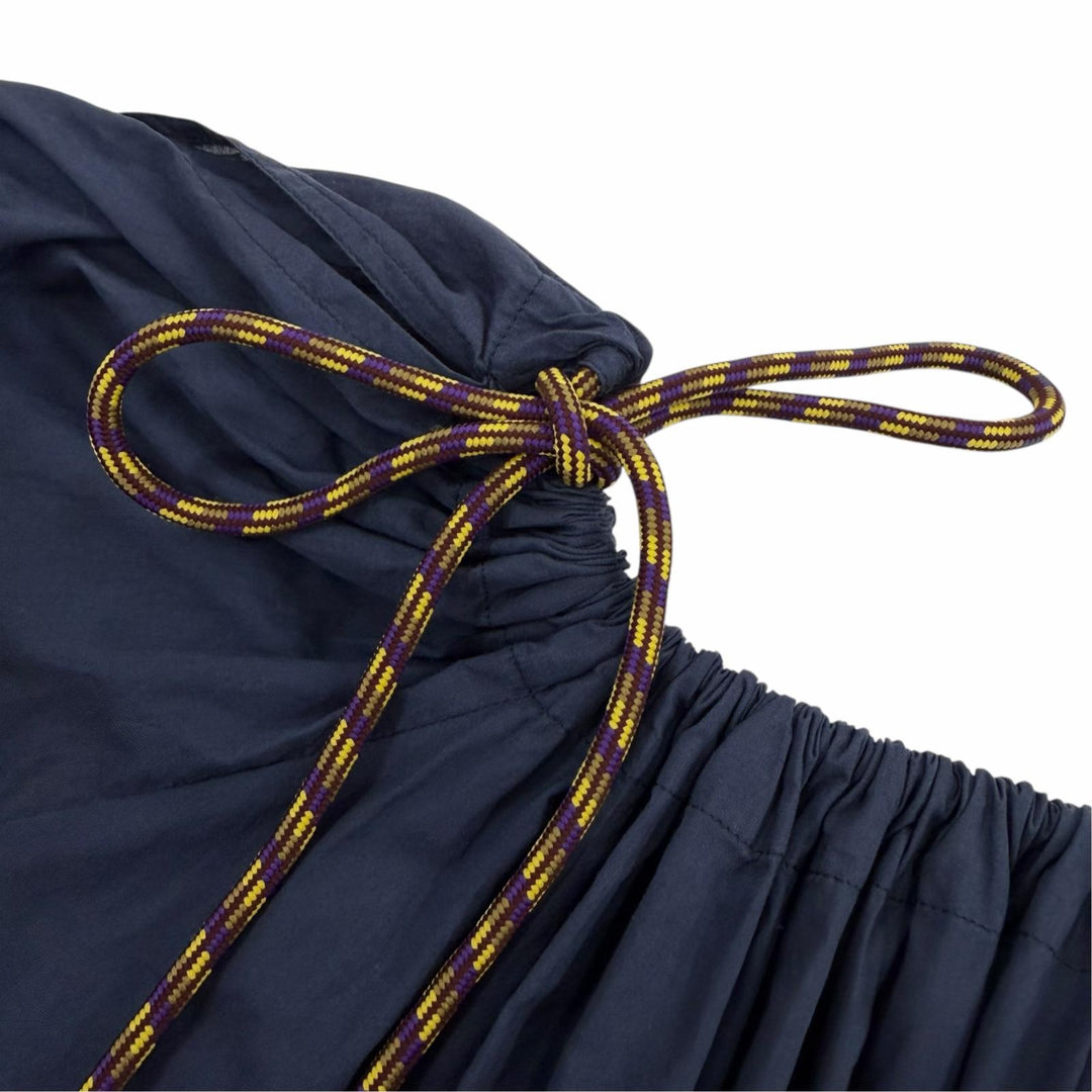Great DRIES VAN NOTEN Drawstring volume sleeve gathered pullover blouse Navy