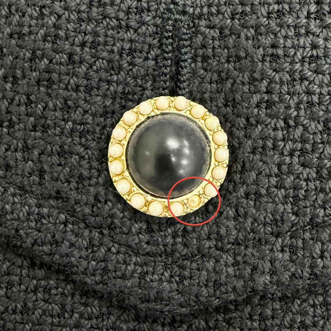 Very Good CHANEL COCO Mark Pearl Button 4-Pocket Tweed Jacket 44 02P P19669