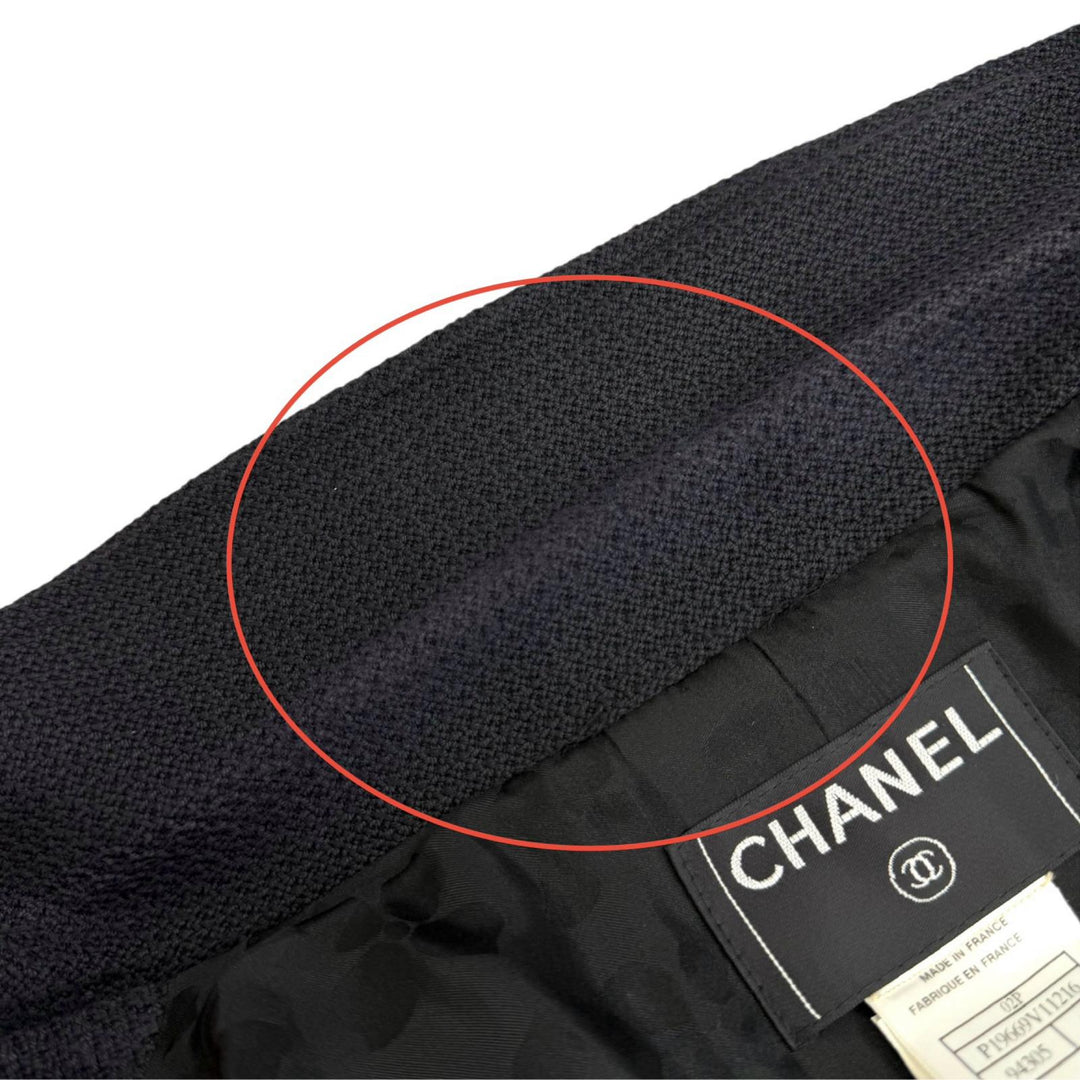 Very Good CHANEL COCO Mark Pearl Button 4-Pocket Tweed Jacket 44 02P P19669