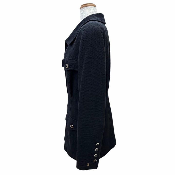 Very Good CHANEL COCO Mark Pearl Button 4-Pocket Tweed Jacket 44 02P P19669