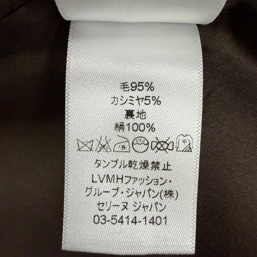 Great CELINE coat Phoebe Philo era tweed long Crombie coat Brown 38 28H28/6268