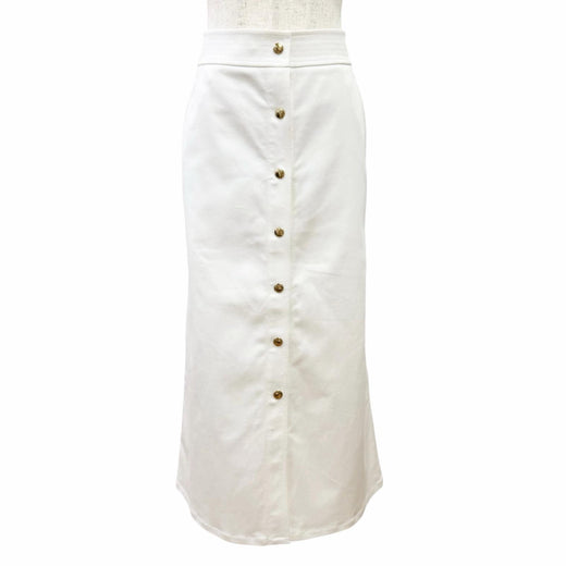 Excellent LOUIS VUITTON skirt Logo snap button long denim white cotton Women 38