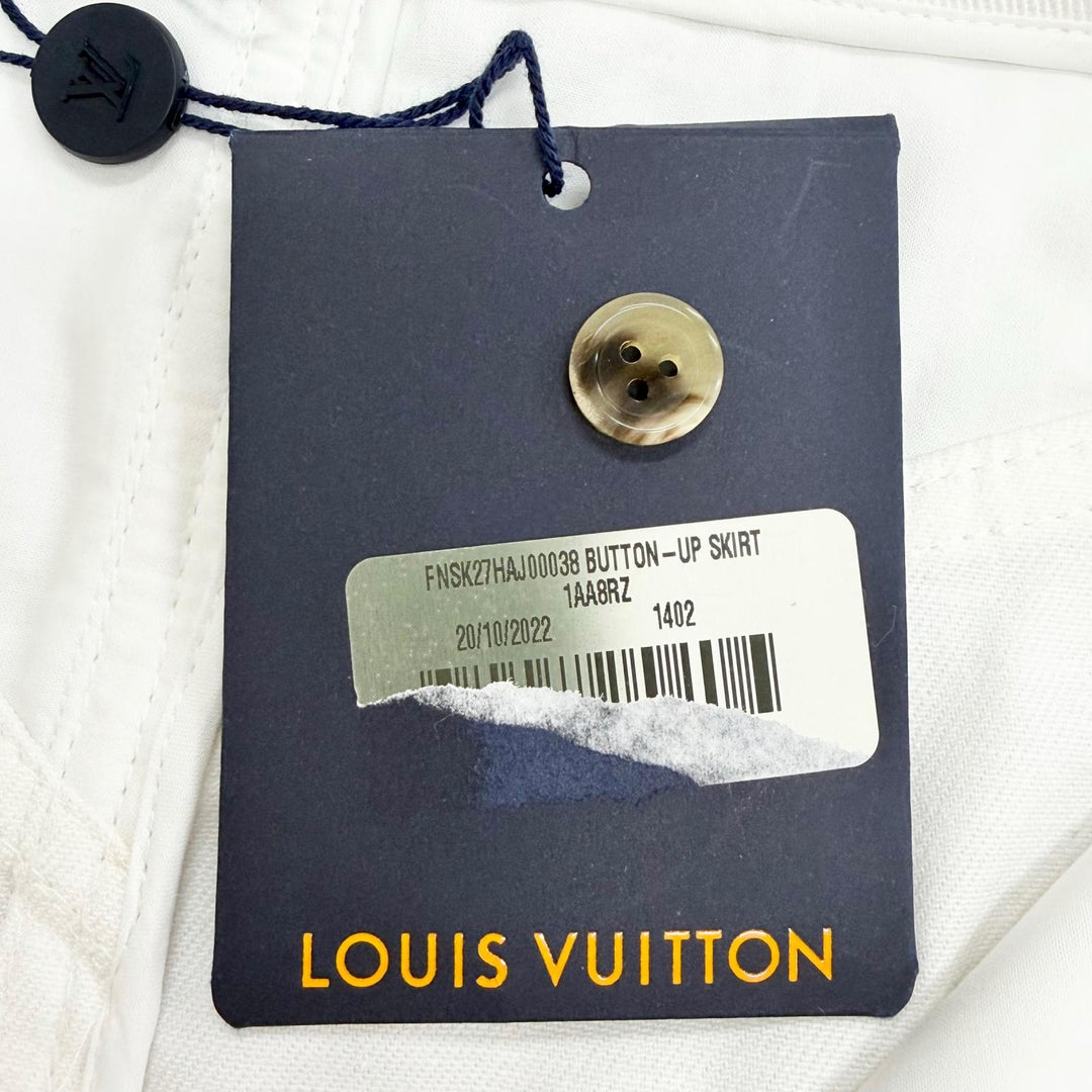 Excellent LOUIS VUITTON skirt Logo snap button long denim white cotton Women 38