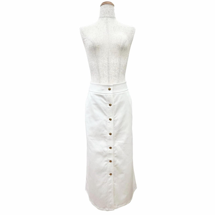 Excellent LOUIS VUITTON skirt Logo snap button long denim white cotton Women 38
