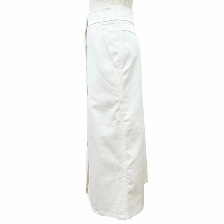 Excellent LOUIS VUITTON skirt Logo snap button long denim white cotton Women 38