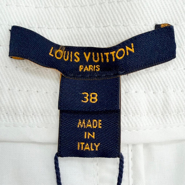 Excellent LOUIS VUITTON skirt Logo snap button long denim white cotton Women 38