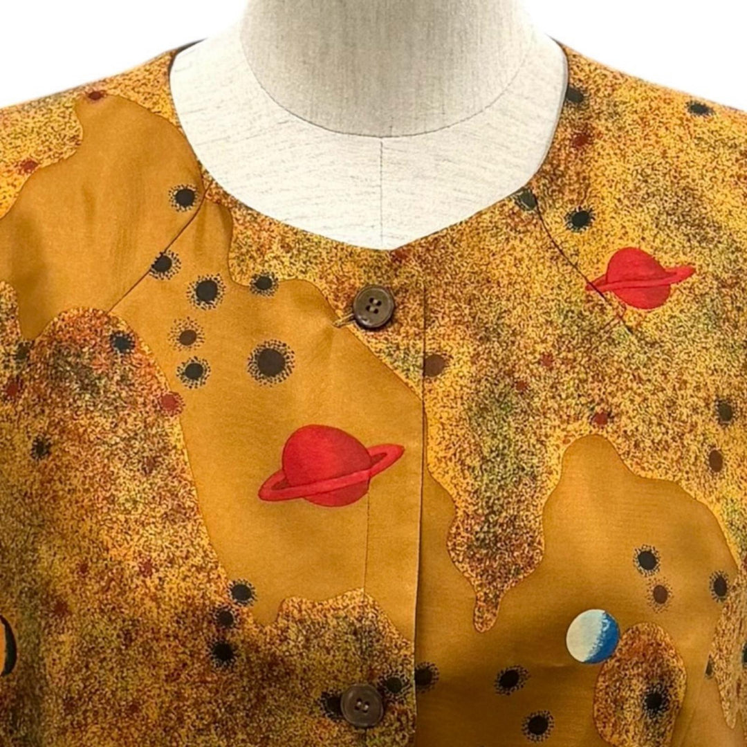 Excellent HERMES Best Margiela era shell button planet pattern vest silk 38