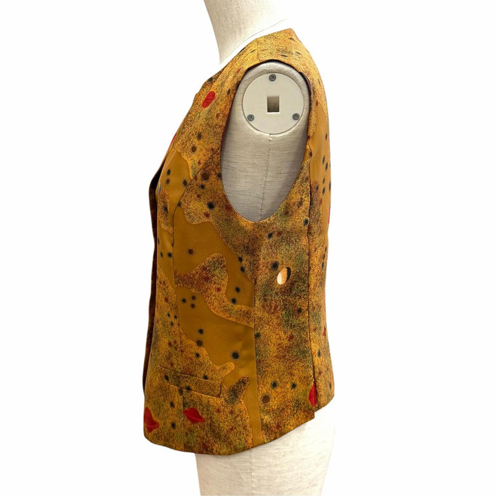 Excellent HERMES Best Margiela era shell button planet pattern vest silk 38