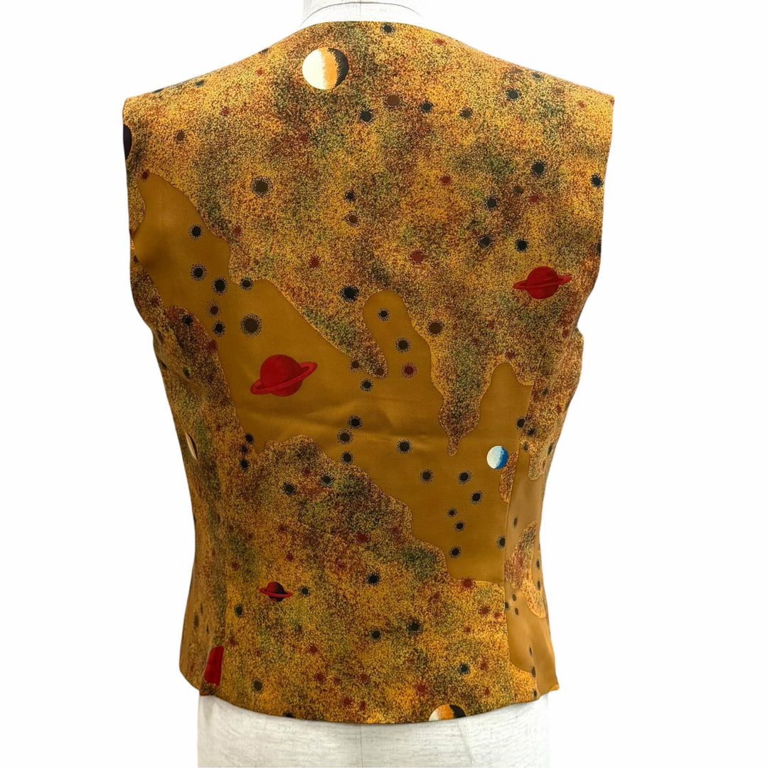 Excellent HERMES Best Margiela era shell button planet pattern vest silk 38