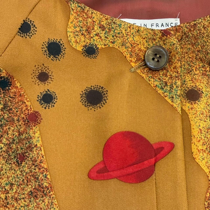 Excellent HERMES Best Margiela era shell button planet pattern vest silk 38