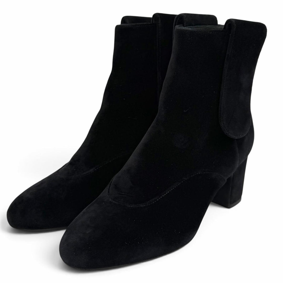 Great CHANEL short boots black Velor Women 35 G35184