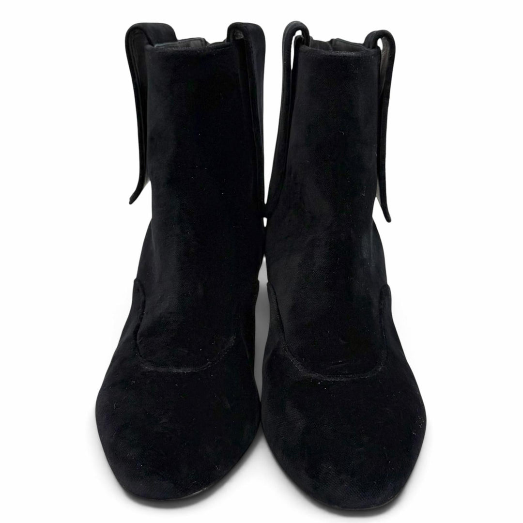 Great CHANEL short boots black Velor Women 35 G35184