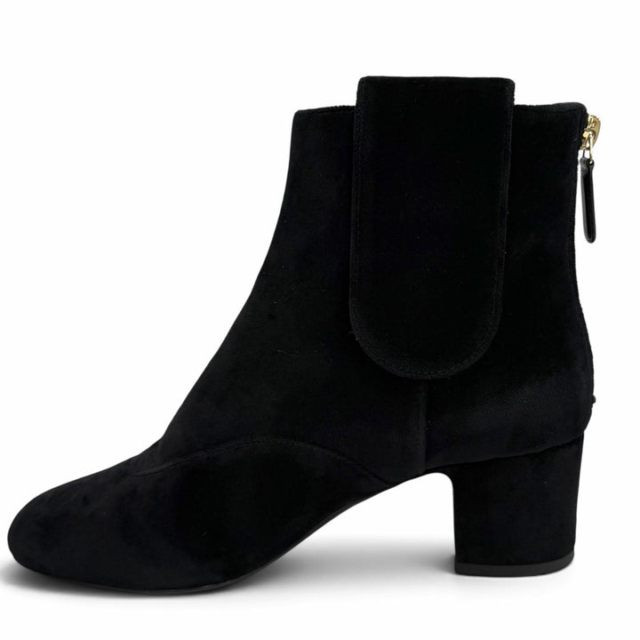 Great CHANEL short boots black Velor Women 35 G35184