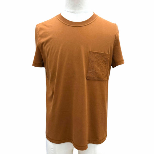 Excellent HERMES Short sleeve T-shirt H logo, pocketed crew neck Brown mens 44