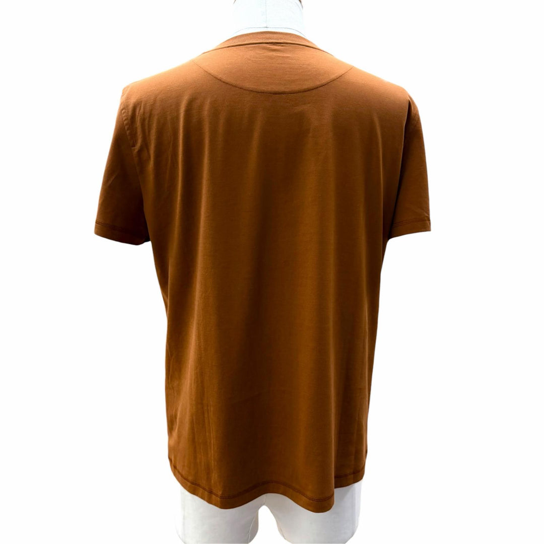Excellent HERMES Short sleeve T-shirt H logo, pocketed crew neck Brown mens 44