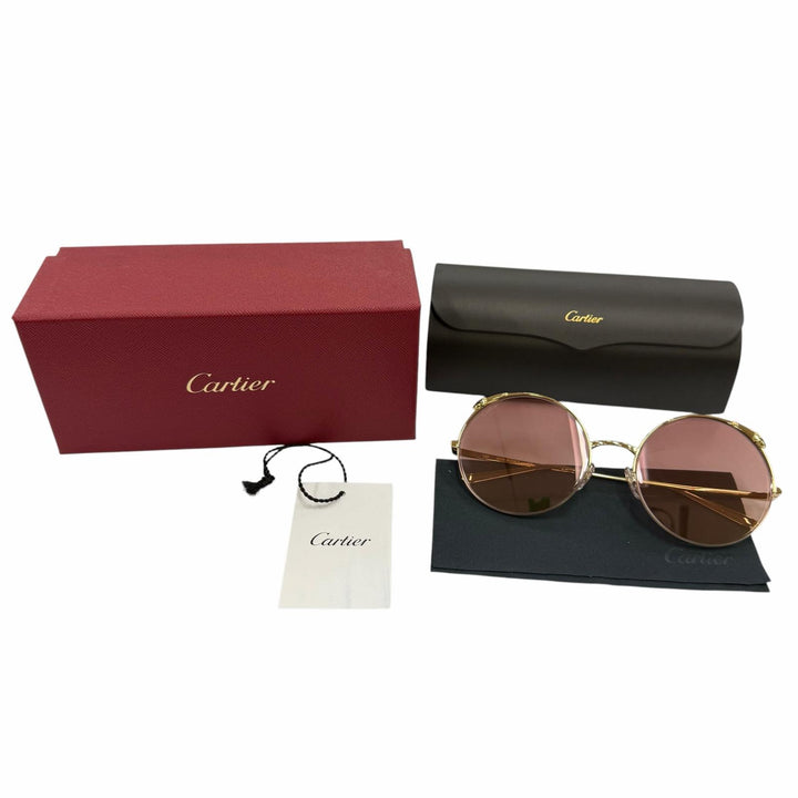 Pristine Cartier sunglasses PANTHERE Round Half-Rim gold Women CT01495