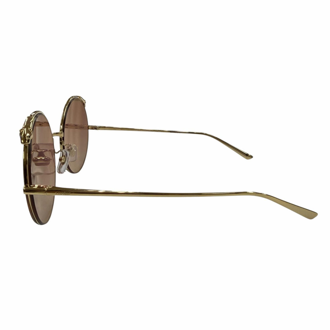 Pristine Cartier sunglasses PANTHERE Round Half-Rim gold Women CT01495