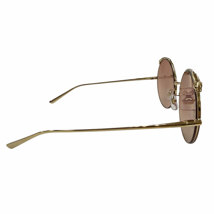 Pristine Cartier sunglasses PANTHERE Round Half-Rim gold Women CT01495