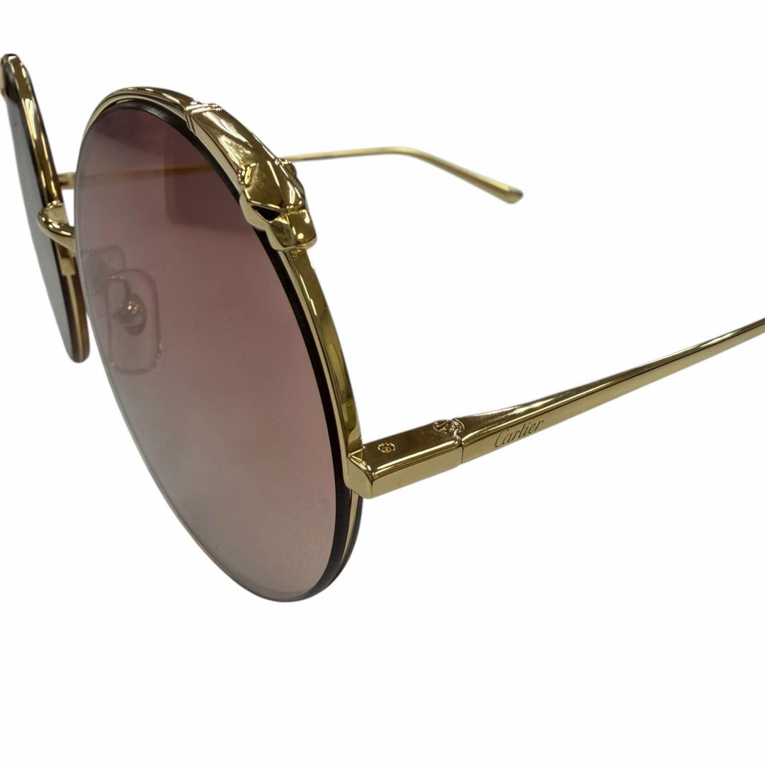 Pristine Cartier sunglasses PANTHERE Round Half-Rim gold Women CT01495