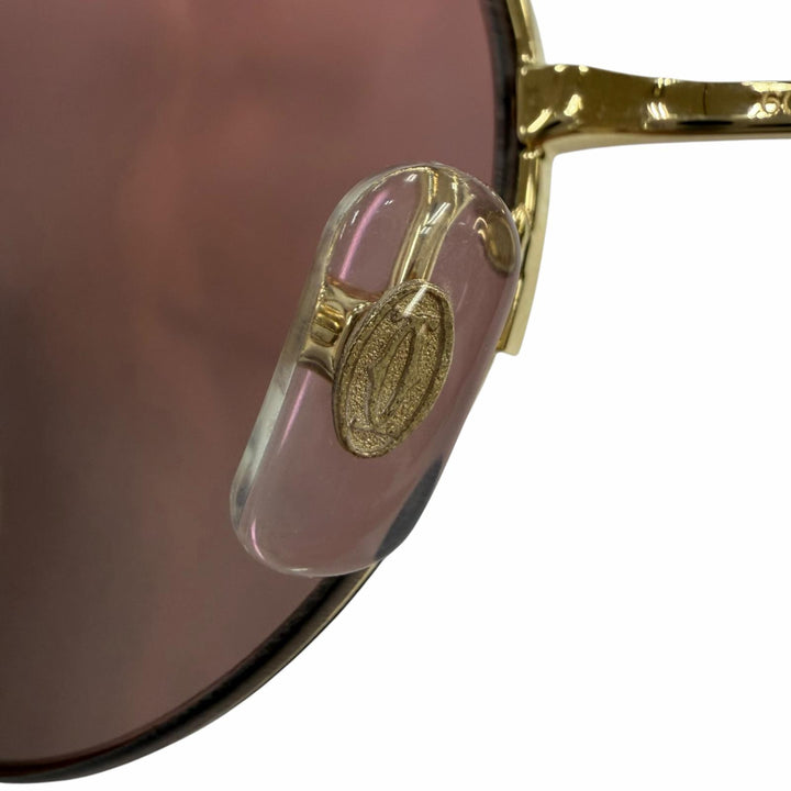 Pristine Cartier sunglasses PANTHERE Round Half-Rim gold Women CT01495