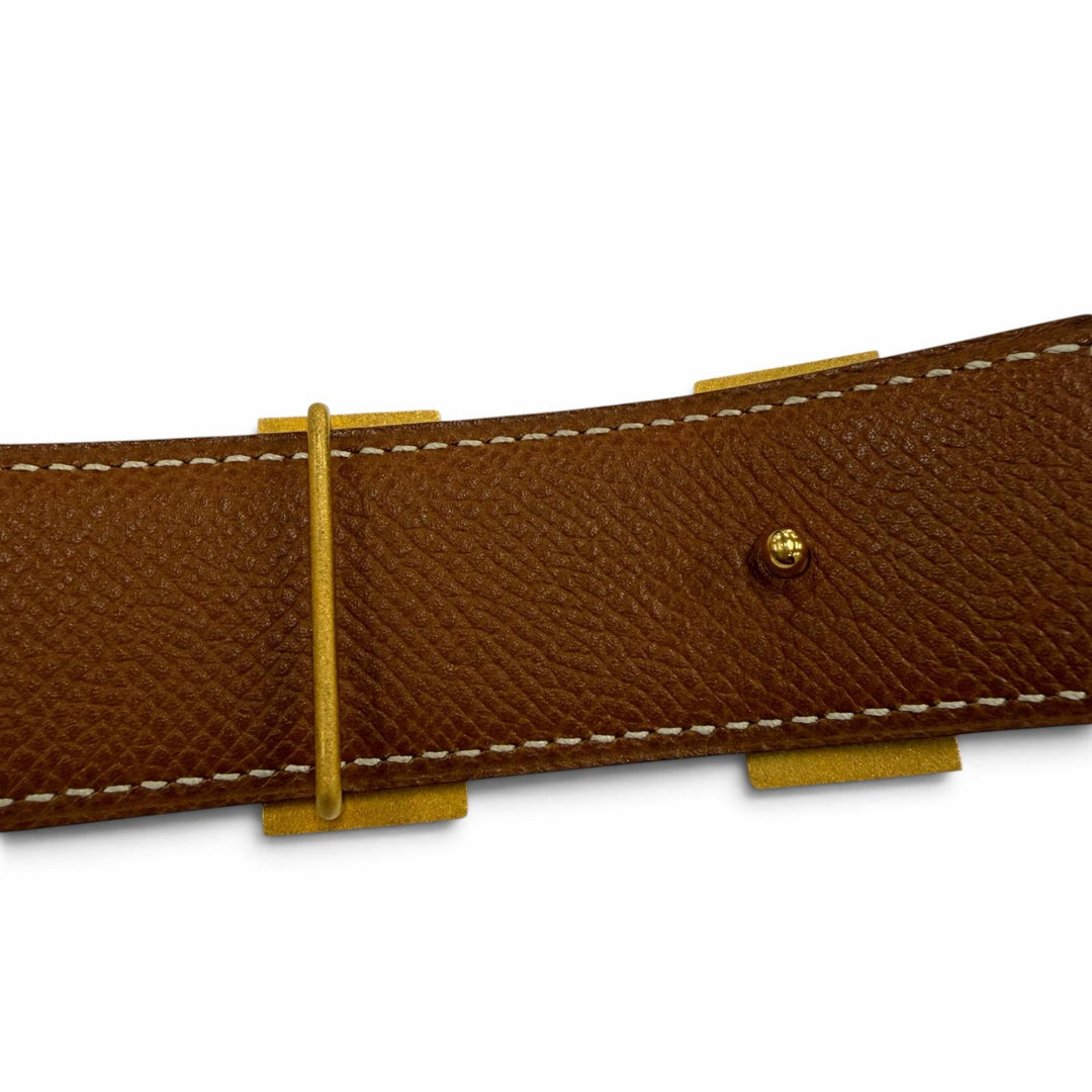 Great HERMES belt Margiela era H logo Metal reversible leather black Women