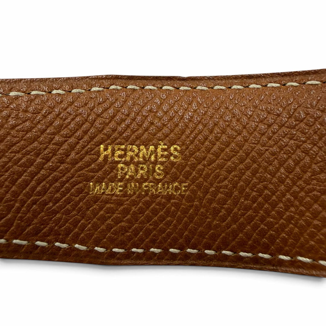 Great HERMES belt Margiela era H logo Metal reversible leather black Women