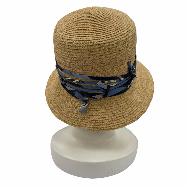 Excellent HERMES hat Silk and raffia straw hat natural Raffia Women