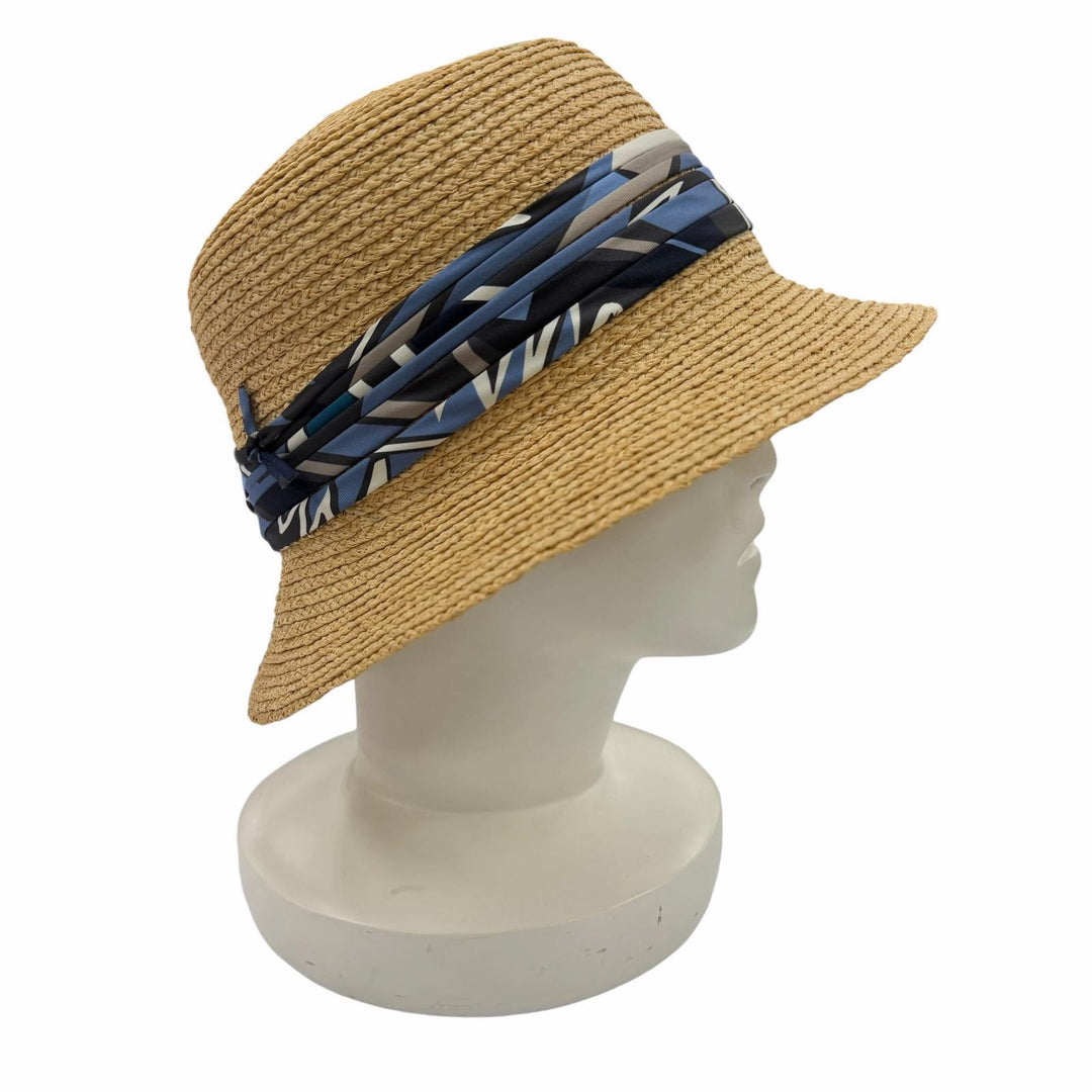Excellent HERMES hat Silk and raffia straw hat natural Raffia Women
