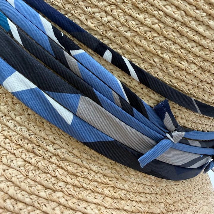 Excellent HERMES hat Silk and raffia straw hat natural Raffia Women
