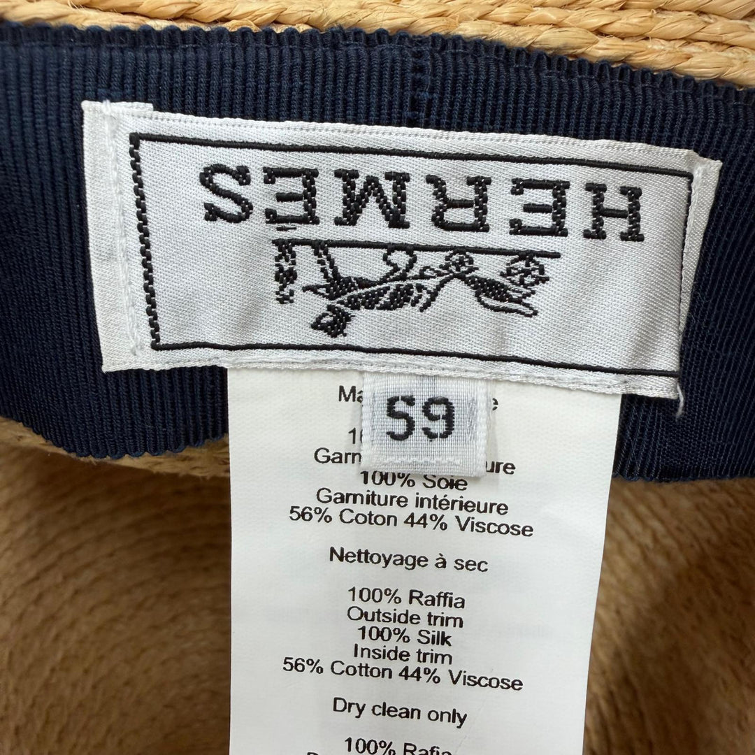 Excellent HERMES hat Silk and raffia straw hat natural Raffia Women
