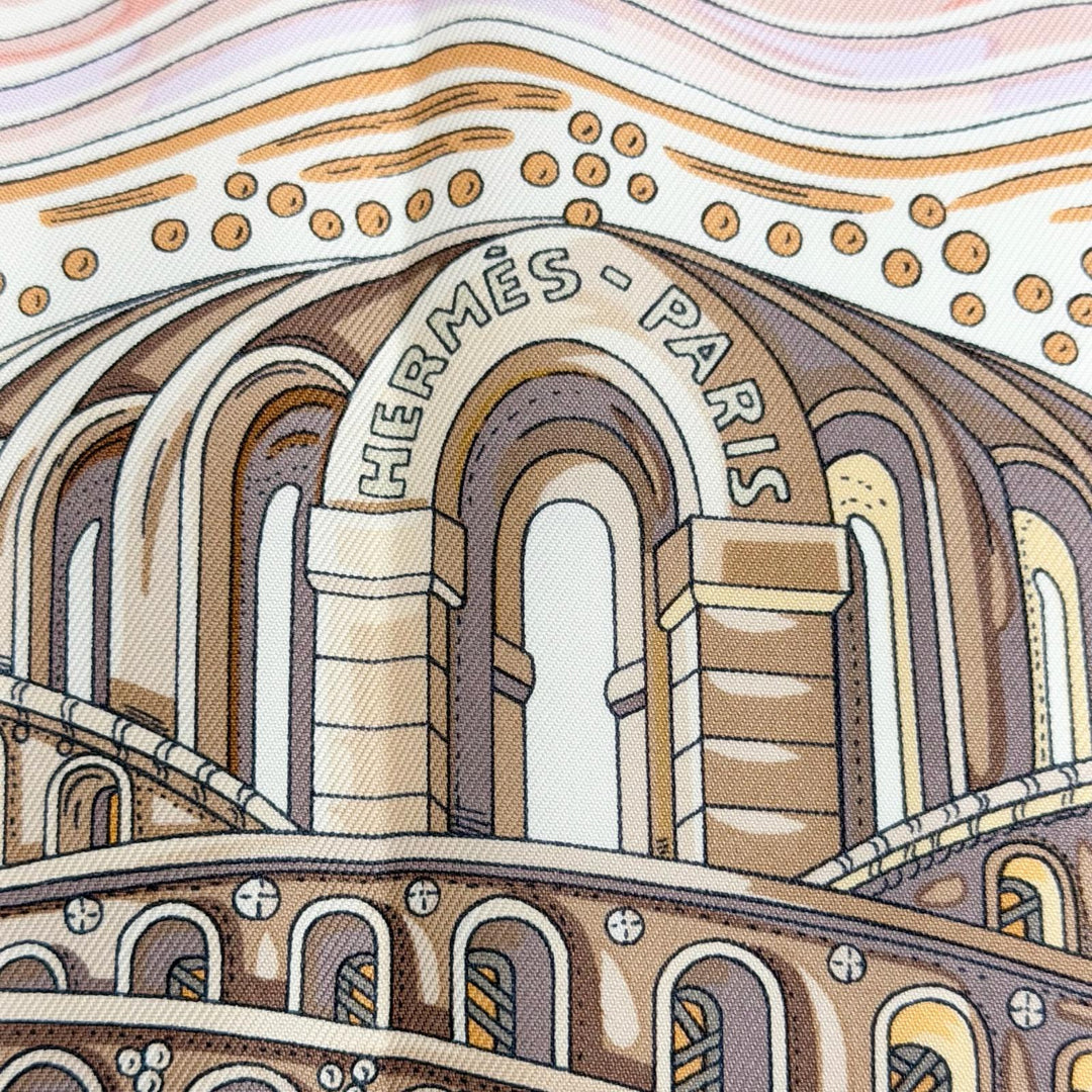 Excellent HERMES scarf The Rivers of Babel Pink silk Women