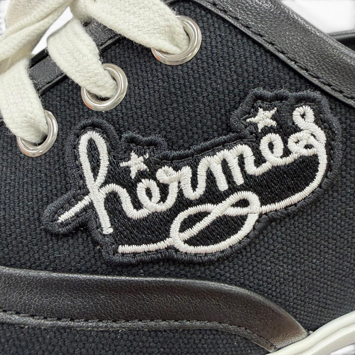 Pristine HERMES sneakers Innocent Leather logo patch, lace-up design black 36
