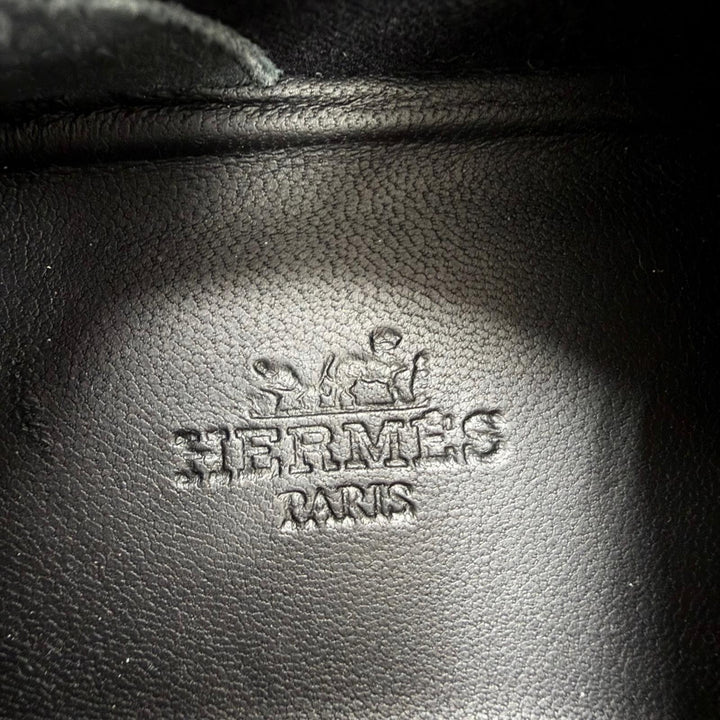 Pristine HERMES sneakers Innocent Leather logo patch, lace-up design black 36