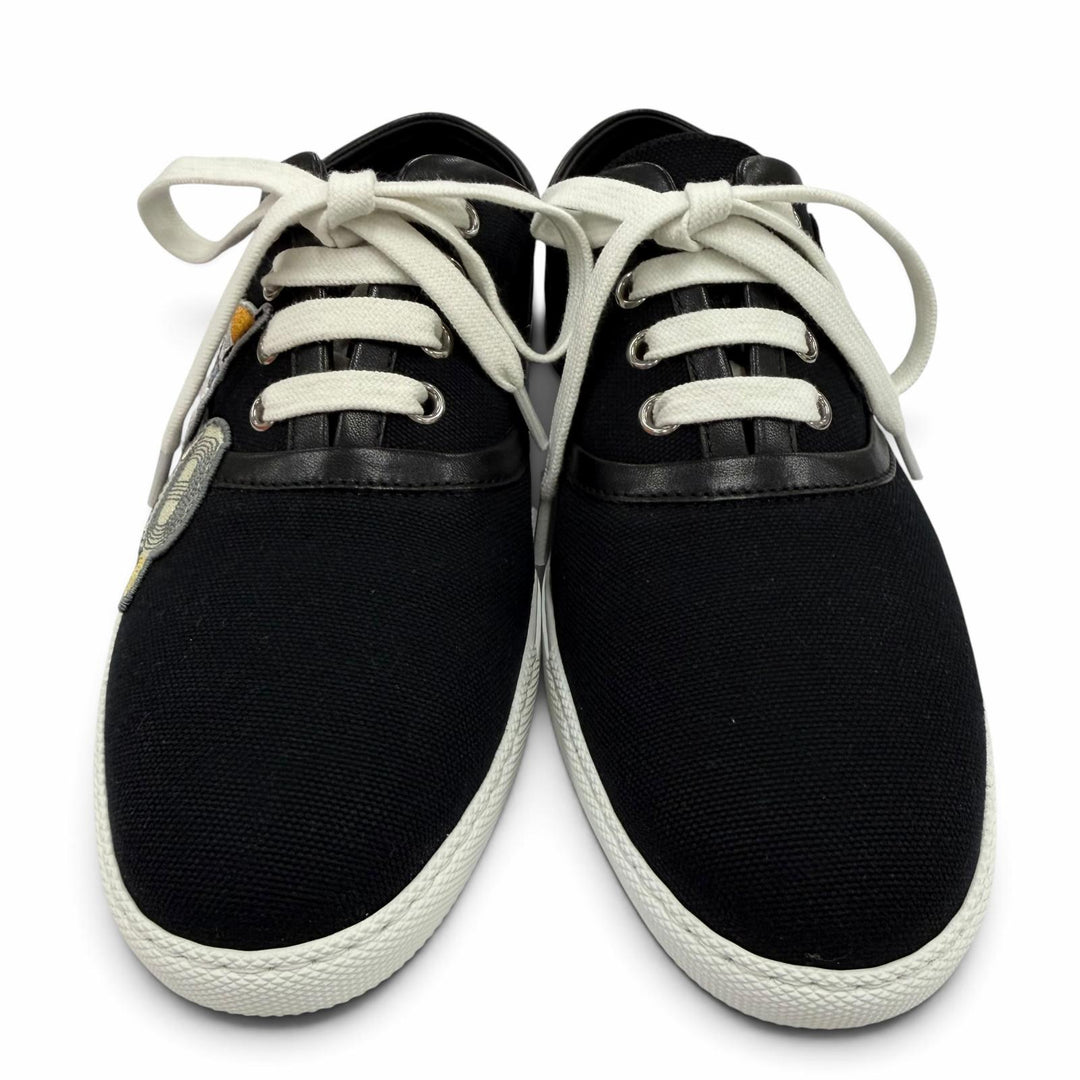 Pristine HERMES sneakers Innocent Leather logo patch, lace-up design black 36