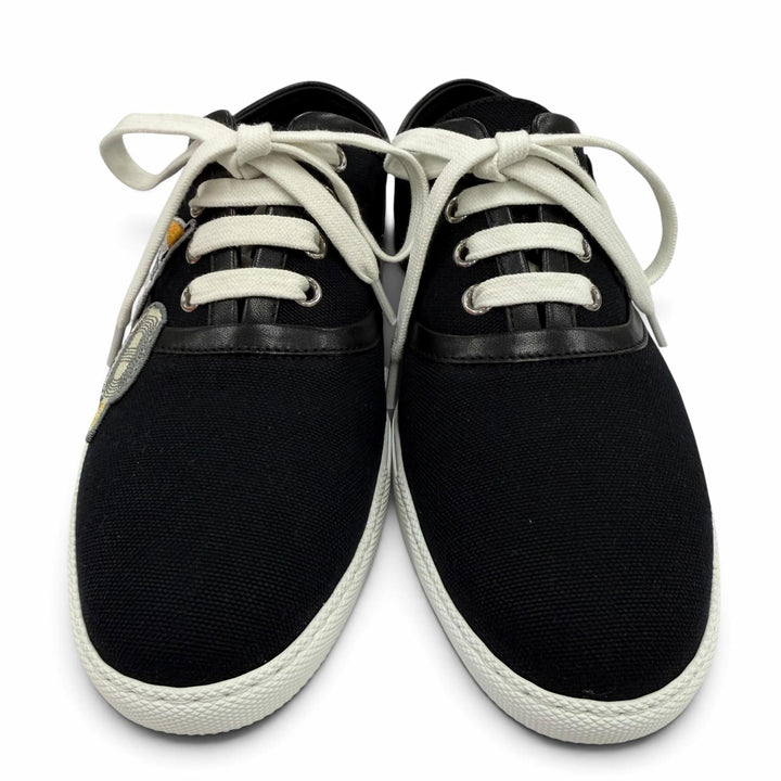 Pristine HERMES sneakers Innocent Leather logo patch, lace-up design black 36