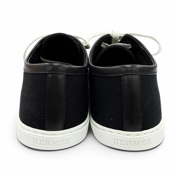 Pristine HERMES sneakers Innocent Leather logo patch, lace-up design black 36