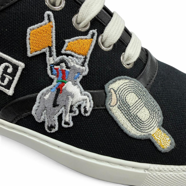 Pristine HERMES sneakers Innocent Leather logo patch, lace-up design black 36