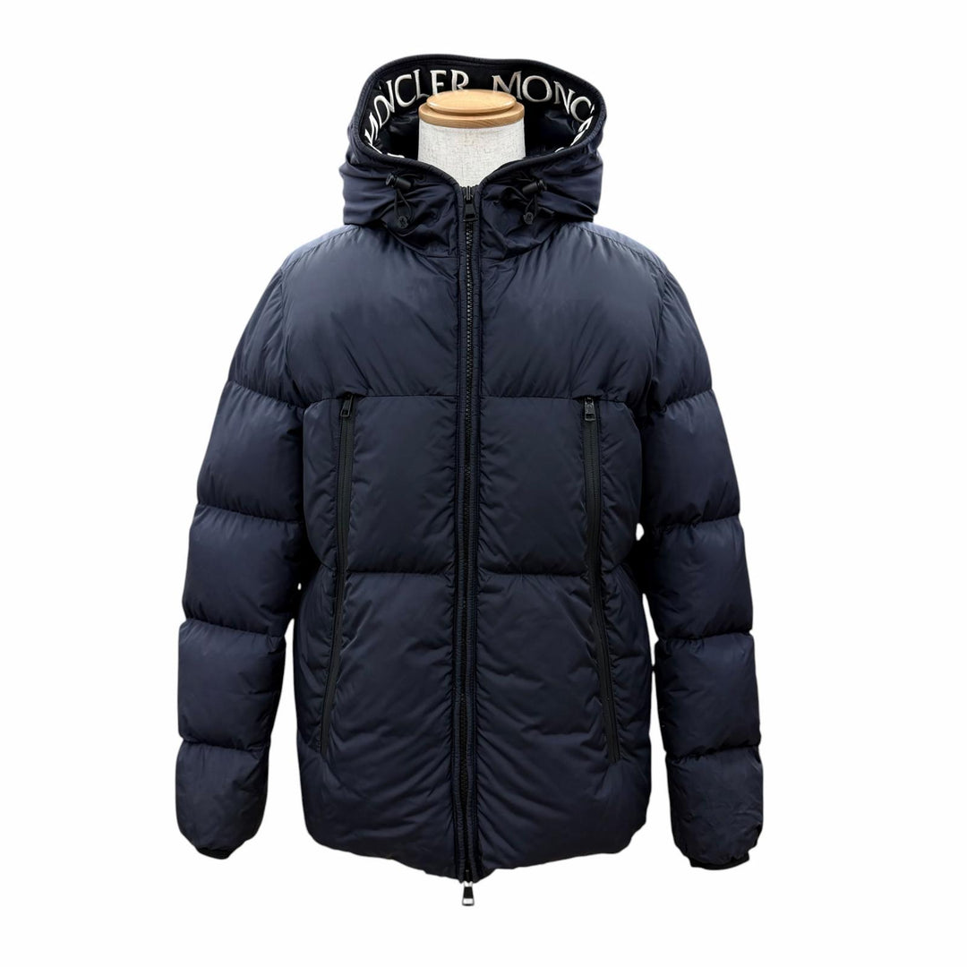 Very Good MONCLER down coat MONTCLA Logo patch and hood ZIP UP Navy Nylon mens 3