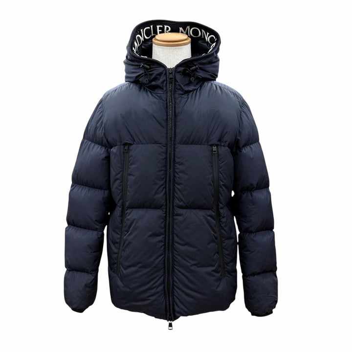 Very Good MONCLER down coat MONTCLA Logo patch and hood ZIP UP Navy Nylon mens 3