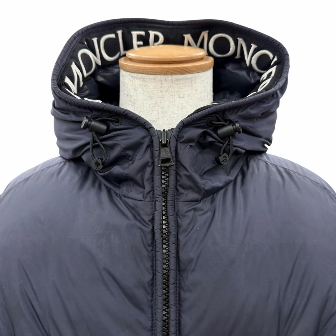 Very Good MONCLER down coat MONTCLA Logo patch and hood ZIP UP Navy Nylon mens 3