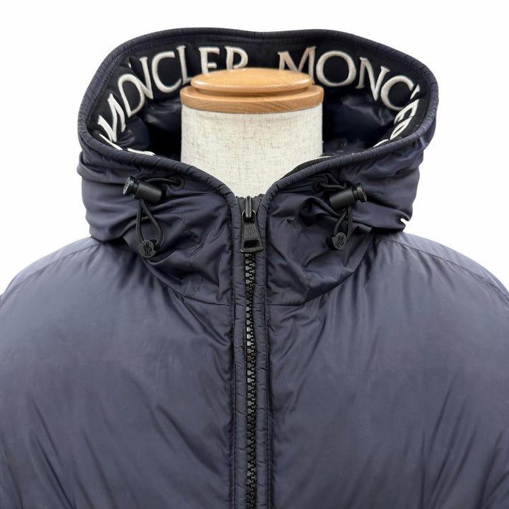 Very Good MONCLER down coat MONTCLA Logo patch and hood ZIP UP Navy Nylon mens 3